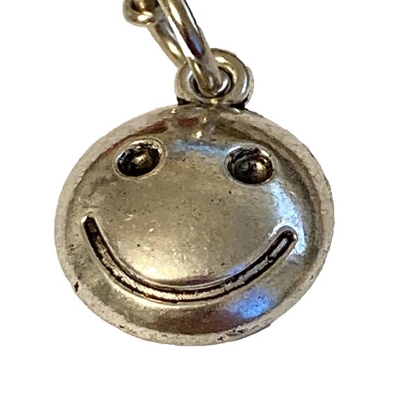 Smiley Face Clip On Charm For Bracelet Zipper Pull Bag Silver Tone Smile Happy - Picture 3 of 12